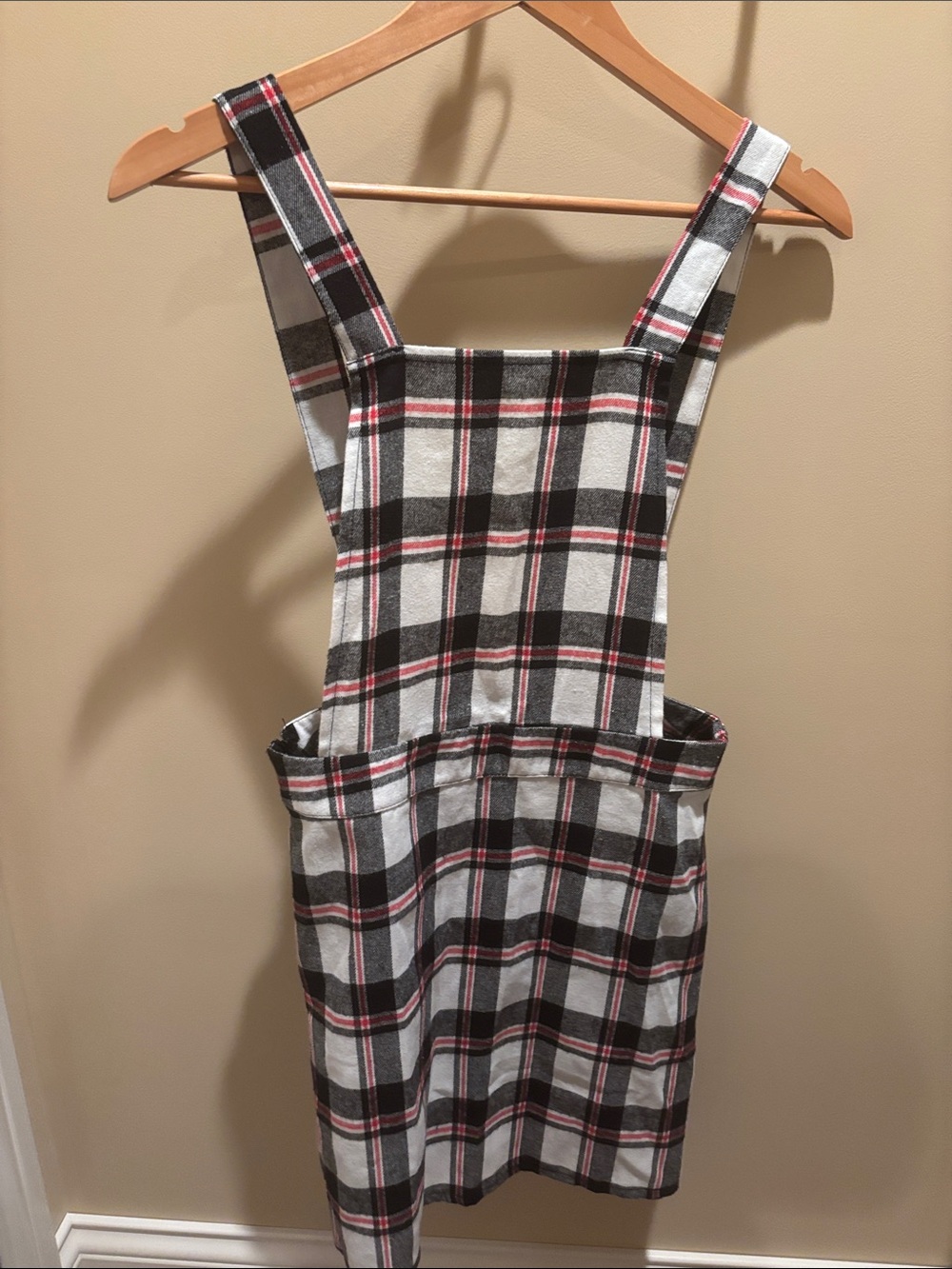 Plaid Overall Skirt - Black, White & Red